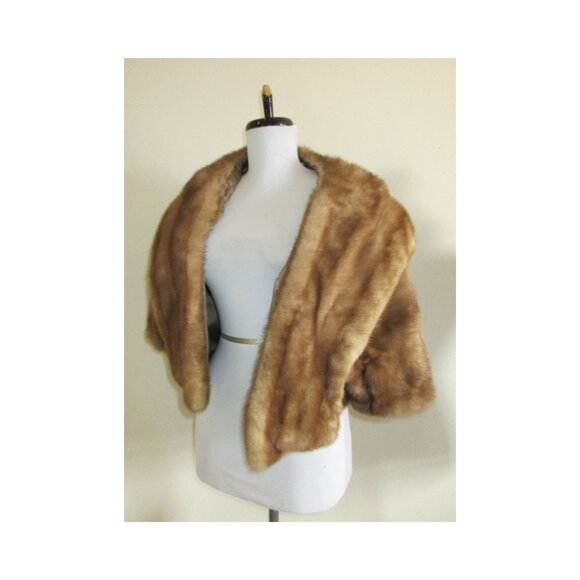 Vintage Autumn Haze Brand EMBA Natural Brown Mink Fur Stole Cape Wrap - Picture 6 of 12